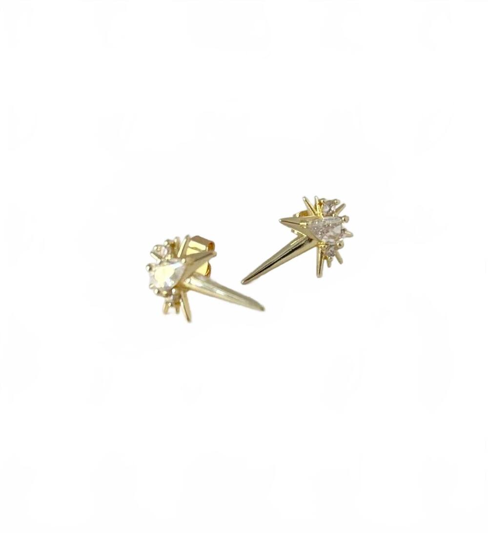 NEW TRAMPS+THIEVES women's armor spiked stud earrings in gold
